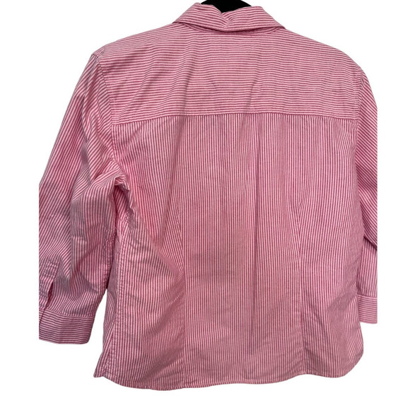 Duck Head Pink Striped Button Down Shirt Womens Size XL Pleated 3/4 Sleeves - Picture 3 of 8